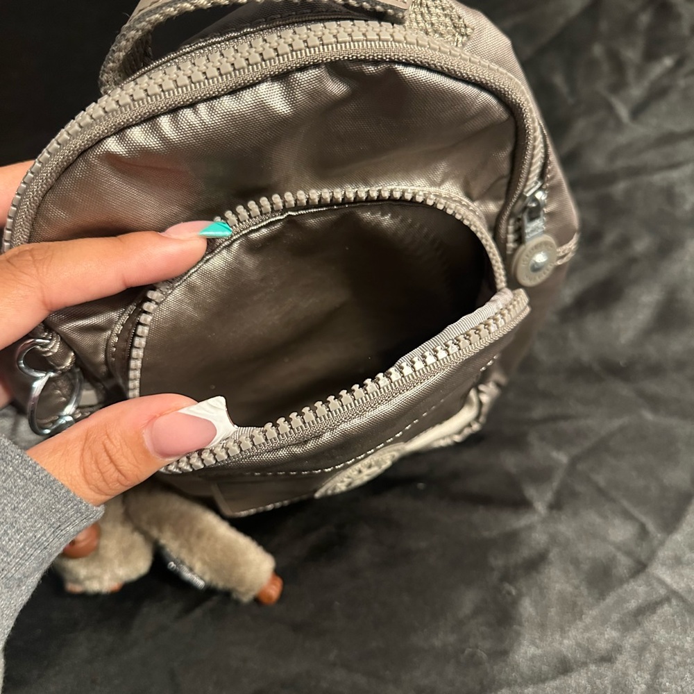 Metallic Gray Mini Kipling Backpack - image 4